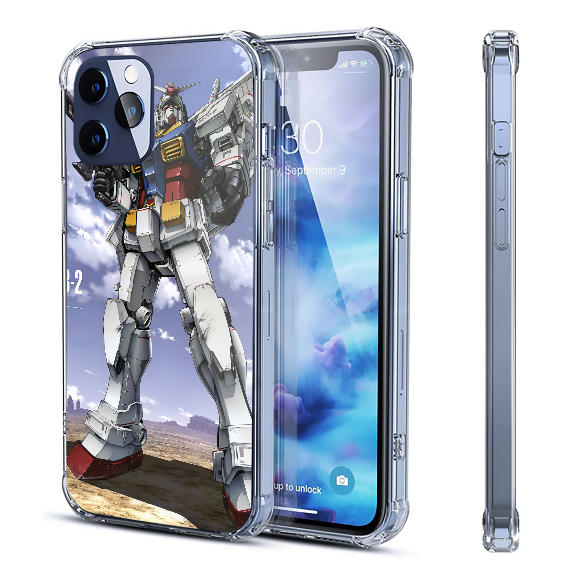 （画像用） 機動戦士ガンダム Mobile Suit Gundam 【iPhone 12シリーズ対応】透明スマホケース（クリアソフトケース）